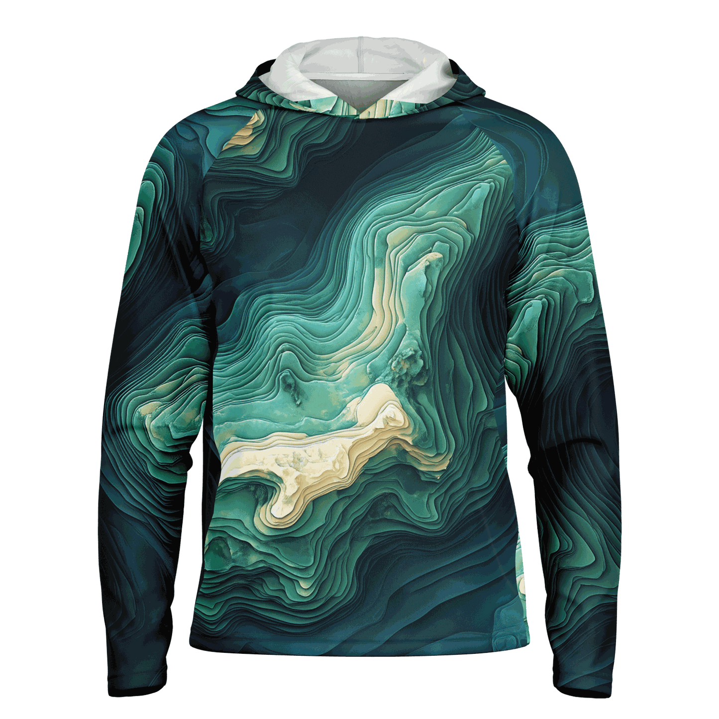 Angry Walleye - Depth Explorer Men's Long Sleeve Hooded Sun Protection Performance Shirt
