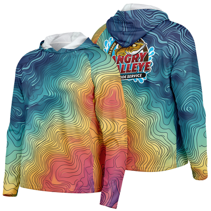 Angry Walleye - Contours 3D Men's Long Sleeve Hooded Sun Protection Performance Shirt