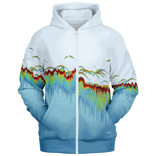 Sonar Scan Lt Blue Zip-Up Premium Hoodie