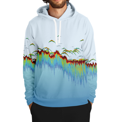 Angry Walleye - Sonar Scan Light Blue Premium Hoodie