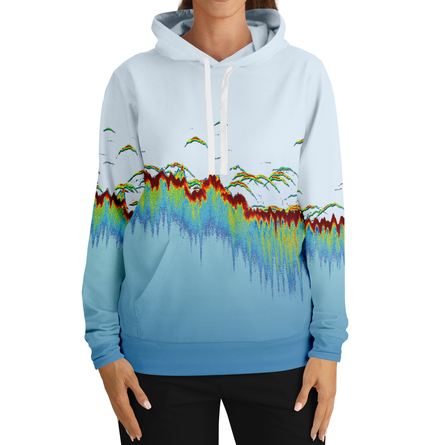 Angry Walleye - Sonar Scan Light Blue Premium Hoodie