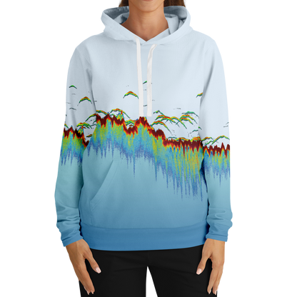 Angry Walleye - Sonar Scan Light Blue Premium Hoodie