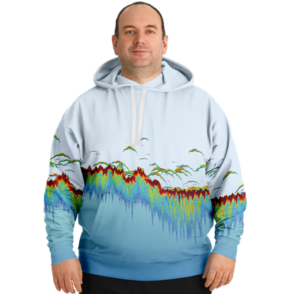 Angry Walleye - Sonar Scan Light Blue Premium Hoodie - Plus-size