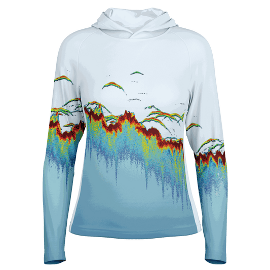 Women's Sonar Scan Lt Blue Hooded Sun Protection Shirt