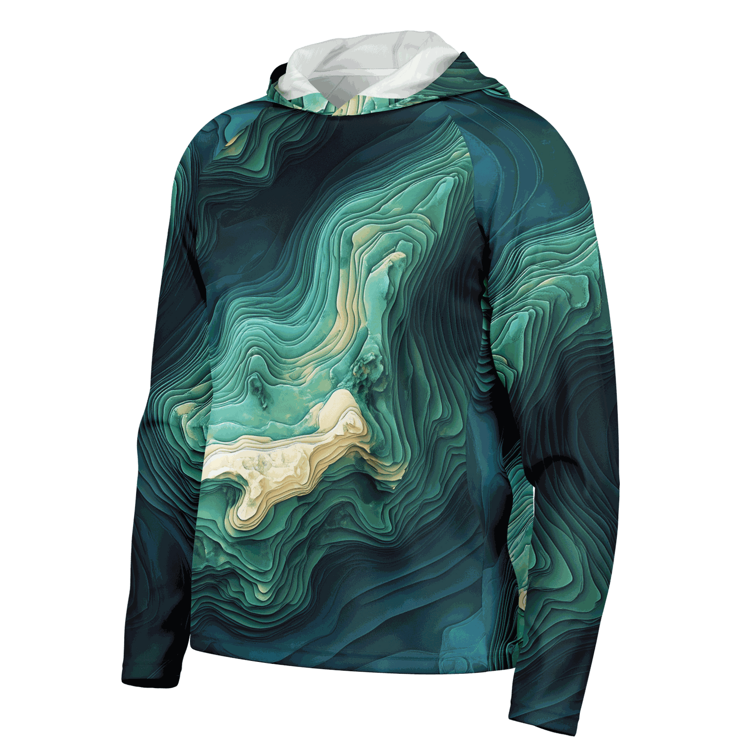 Angry Walleye - Depth Explorer Men's Long Sleeve Hooded Sun Protection Performance Shirt