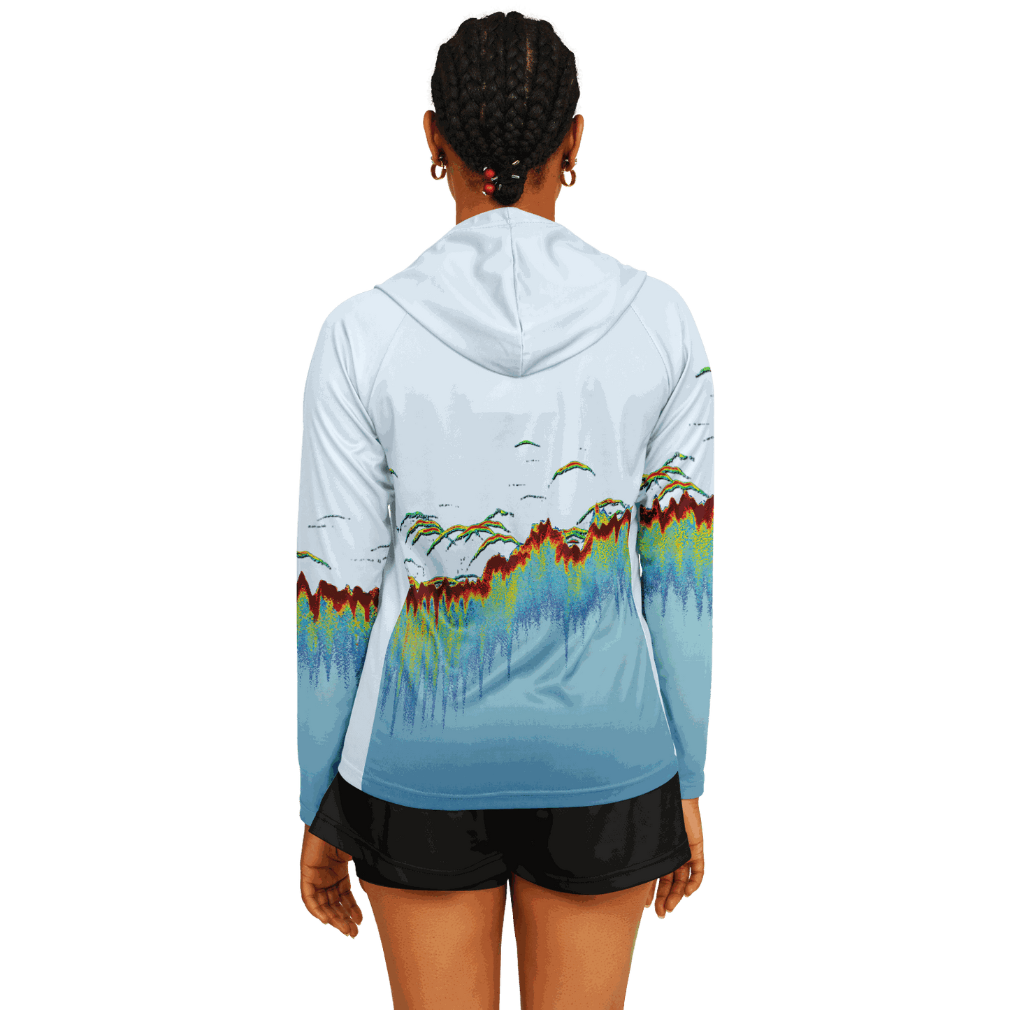 Women's Sonar Scan Lt Blue Hooded Sun Protection Shirt